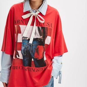 DAYDREAMER Bruce Springsteen AMERICANA Red Tee, One Size, New w/o Tag MSRP $88
